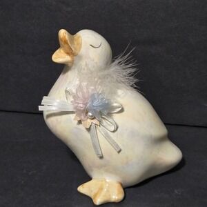 Vintage Enesco Duck Goose Cottagecore Easter Figurine Ceramic Kitchen Decor 1984